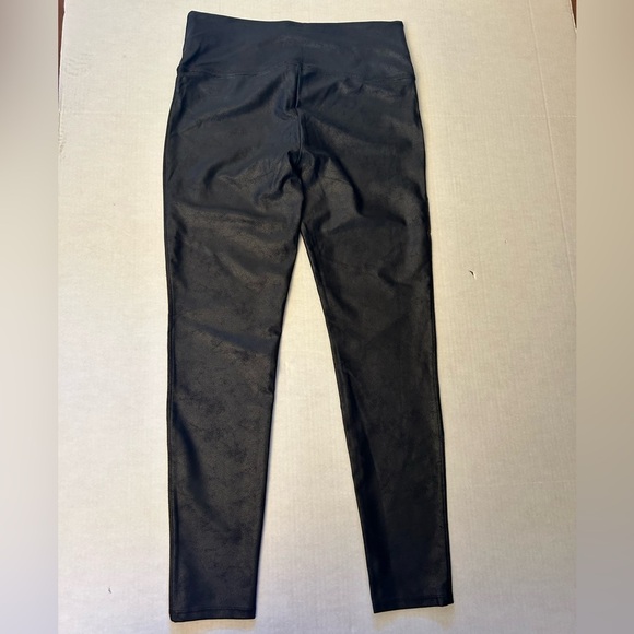 Sincerely Jules Bandier The Meadow black faux leather shiny leggings Sz-L. Y3 - Picture 7 of 13